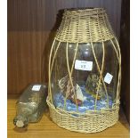 A waterline diorama of two sailing ships in a glass jar, 29cm high and a ship in a bottle, (2).