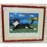 After Brian Pollard, 'Kernow The Cat', a limited edition coloured print, 19.5 x 24.5cm, 99/450,