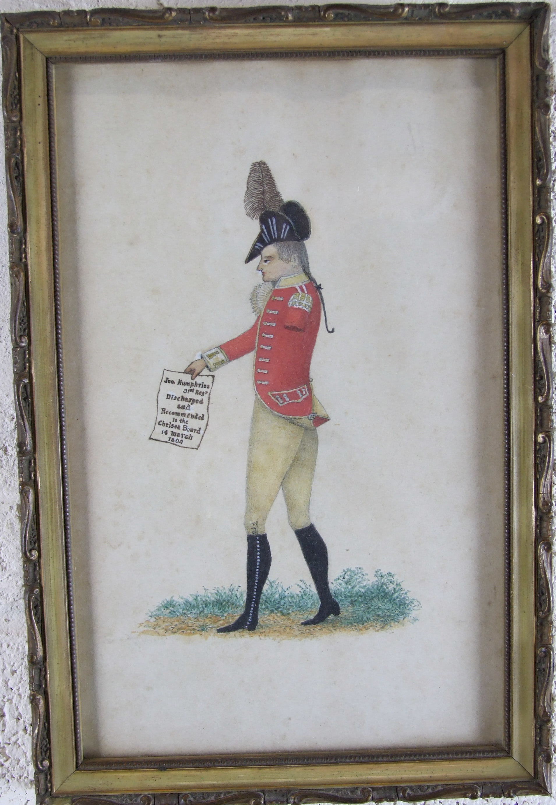 Early-19th century English School PORTRAIT OF AN INJURED SOLDIER, HIS LEFT ARM AMPUTATED, HOLDING