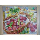 **Mary Martin (20th/21st century) BASKET OF QUEENIES AT THE SHOW Signed oil on hardboard, titled