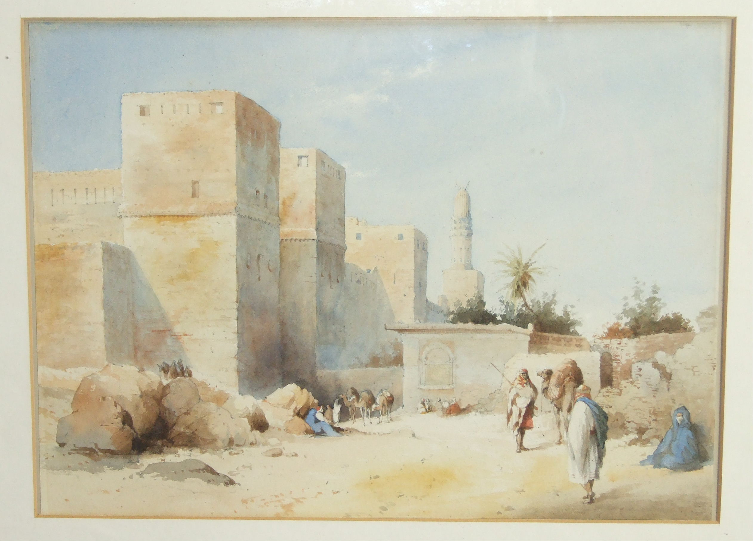 Style of David Roberts FIGURES AND CAMELS AT CANA Unsigned watercolour, 26 x 35cm and a companion,