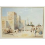 Style of David Roberts FIGURES AND CAMELS AT CANA Unsigned watercolour, 26 x 35cm and a companion,