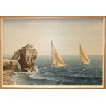 **Robin Davidson (20th/21st Century) THE 1987 FASTNET RACE, TWO AMERICAN BOATS PASSING PULPIT ROCK