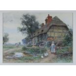 Sir Ernest Albert Waterlow RA (1850-1919) A HAMPSHIRE COTTAGE Signed watercolour, titled on label