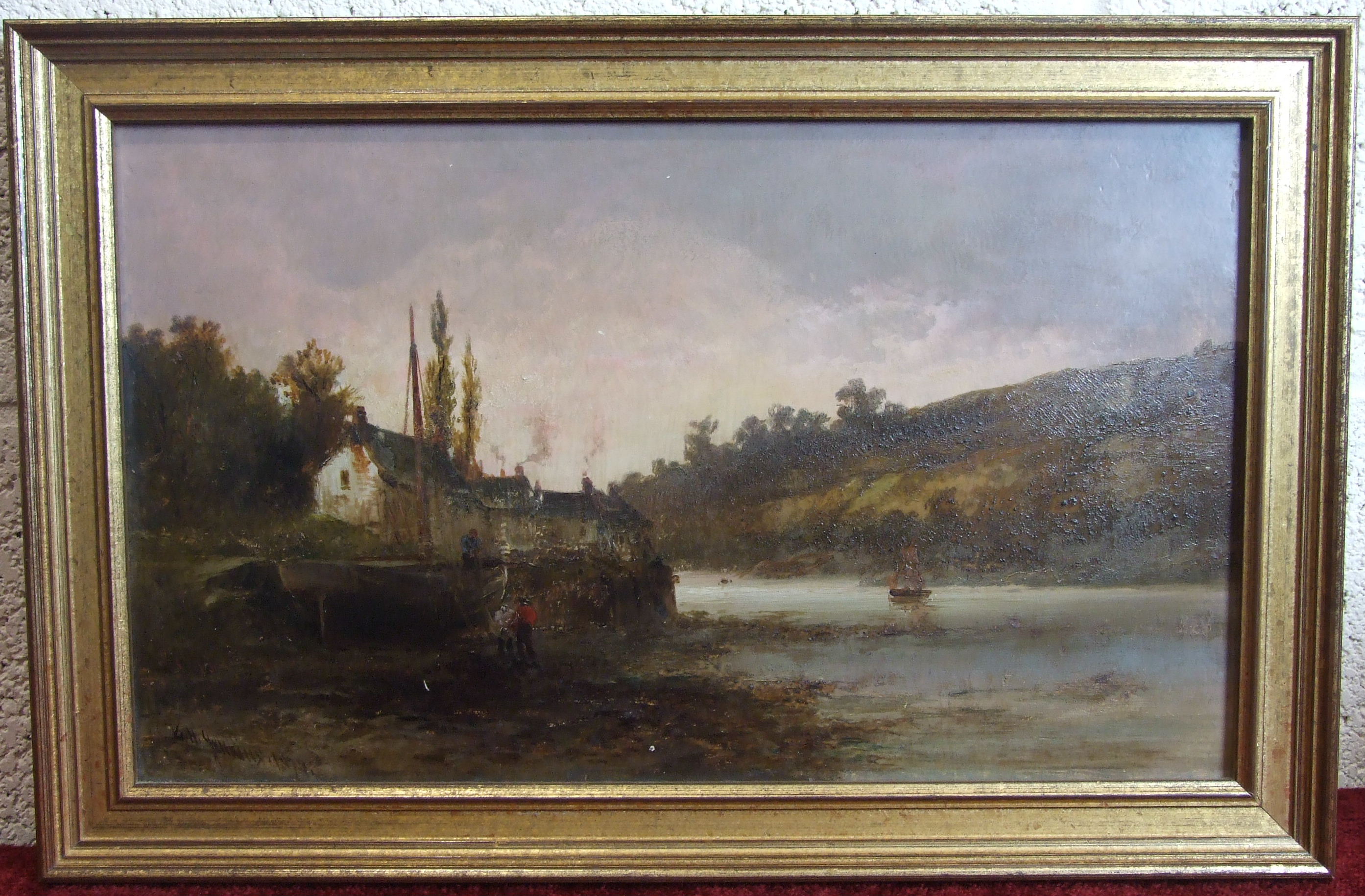 George Henry Jenkins (1843-1914) ON THE TAMAR Signed oil on board, dated 1879, 25 x 43cm. - Image 2 of 2