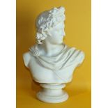 C Delpech, a parian ware bust of a young male figure draped in a cloak, 'Art Union of London, 1861',
