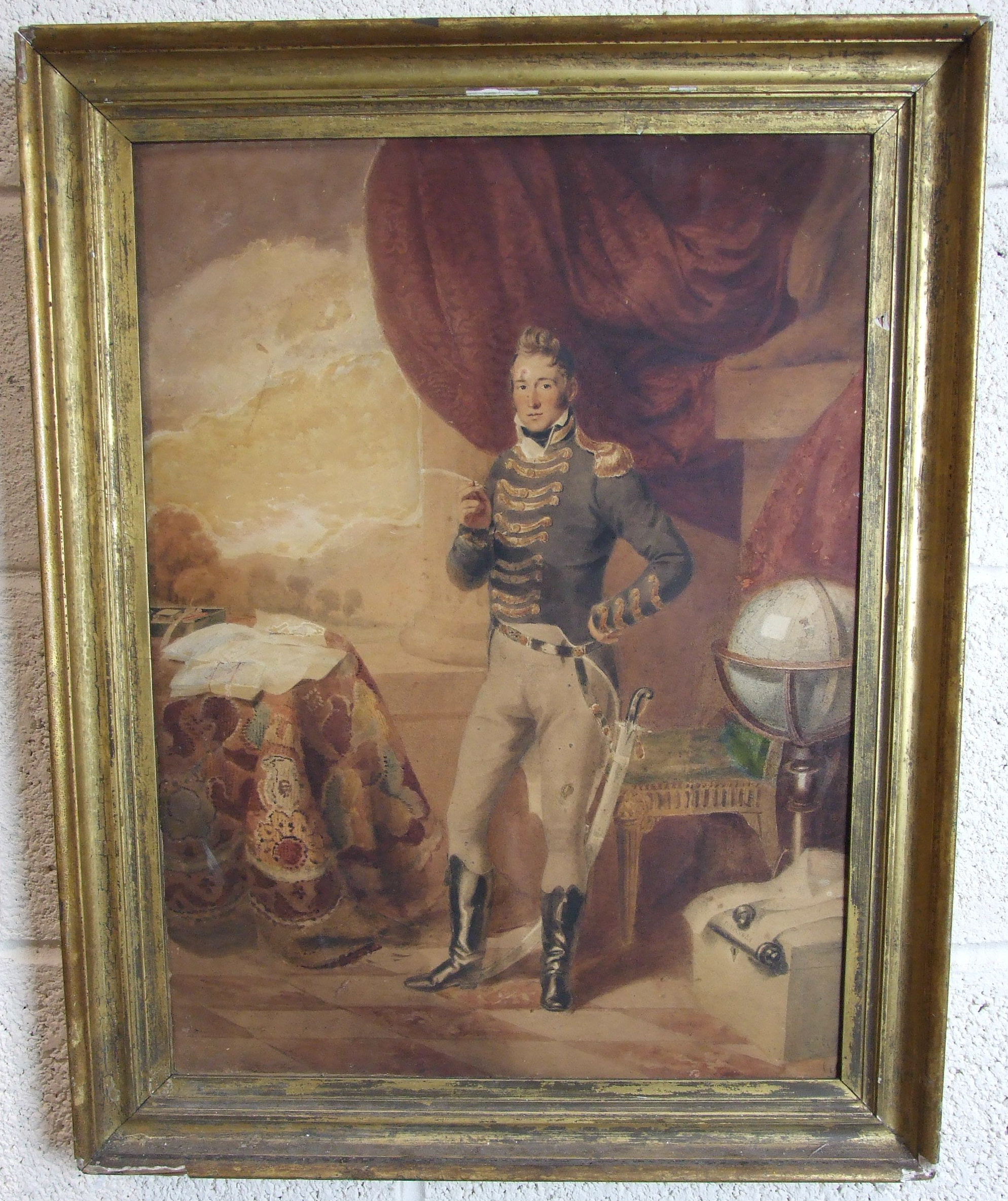 19th century English School PORTRAIT OF COMMANDER GENERAL WILLIAM LAIDLEY Pastel drawing, 47 x 39. - Image 3 of 6