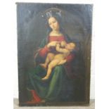 19th century Italian School, after Pietro Perugino MADONNA AND INFANT CHRIST, WEARING RED DRESS