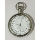 Waltham, a steel cased 24-hour open face pocket watch, the white enamel dial with Arabic hours 1-24,