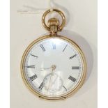 Omega, a gent's open-face keyless pocket watch, the white enamel dial with seconds subsidiary and