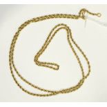 An 18ct yellow gold rope link neck chain, 72cm long, 16.3cm.