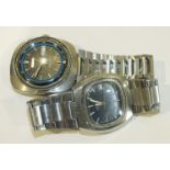 Rotary, a gent's manual wrist watch with blue dial, baton numerals and steel case and bracelet and a