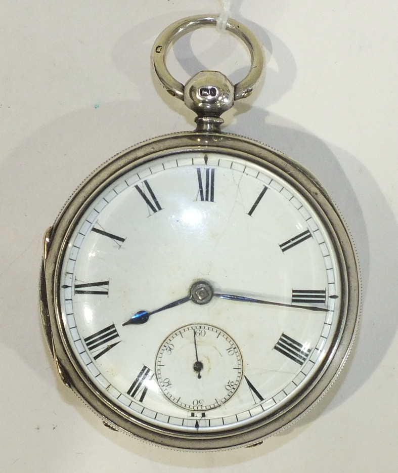 A Victorian silver cased open face key wind pocket watch, the movement signed Johnson Railway
