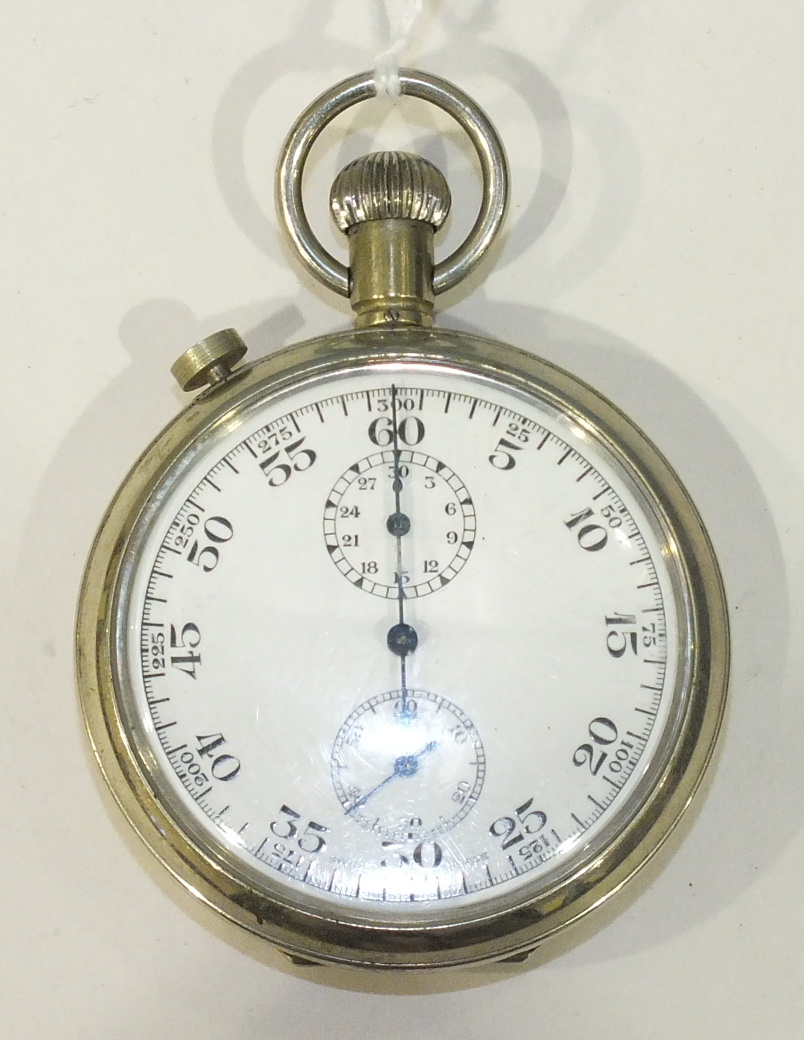 A Continental silver cased keyless stop watch, the white enamel dial with Arabic seconds 25-300 - Image 2 of 2