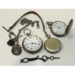 A silver hunter cased keyless pocket watch, Chester 1926, a keywind open faced silver cased pocket