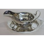 A modern silver sauce boat on stand by Viner's, Sheffield 1966___7.36oz.