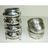 A set of four Victorian silver salts of bowl form with engraved decoration, Birmingham 1881 and