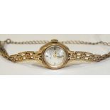 Rotary, a ladies Incabloc wrist watch with 9ct gold case and gate link bracelet, total weight 15.2g,