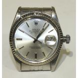 Rolex, an Oyster Perpetual Date Just gentleman's wrist watch, the silvered dial with baton numerals,