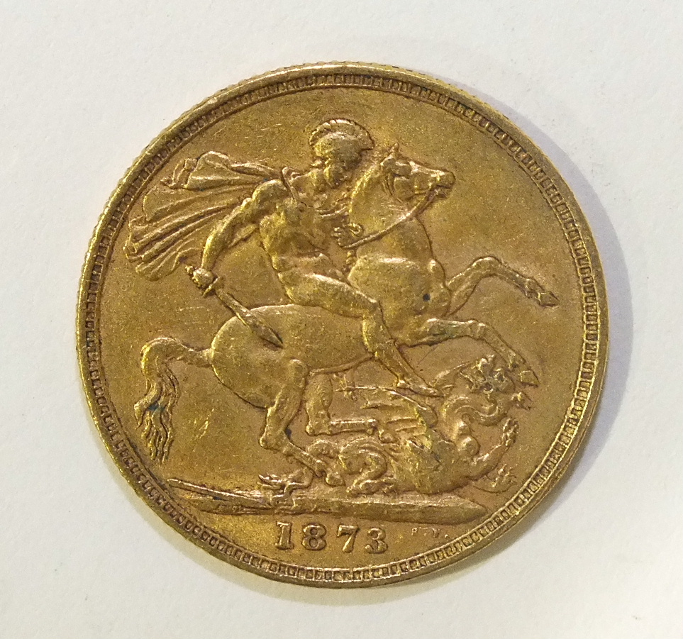 An 1873 sovereign.