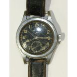 Record, a military wrist watch, the black dial with Arabic numerals, seconds subsidiary and marked