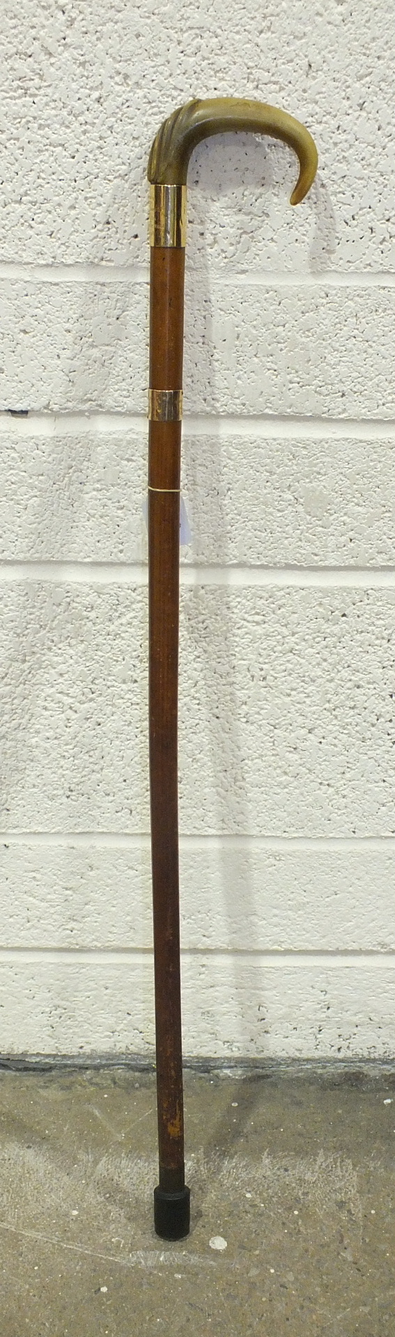 A horn-handled walking stick with yellow metal mounts, inscribed Presented to Supt WWH Warneford - Image 7 of 7