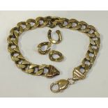 A 9ct gold solid curb link bracelet (no clasp), with spare links, 45.5g.