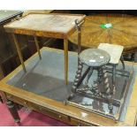 "The Osterley", a burr wood folding tea table/tray with gilt metal handles, 69 x 44cm.