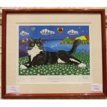 After Brian Pollard, 'Kernow The Cat', a limited edition coloured print, 19.5 x 24.5cm, 99/450,