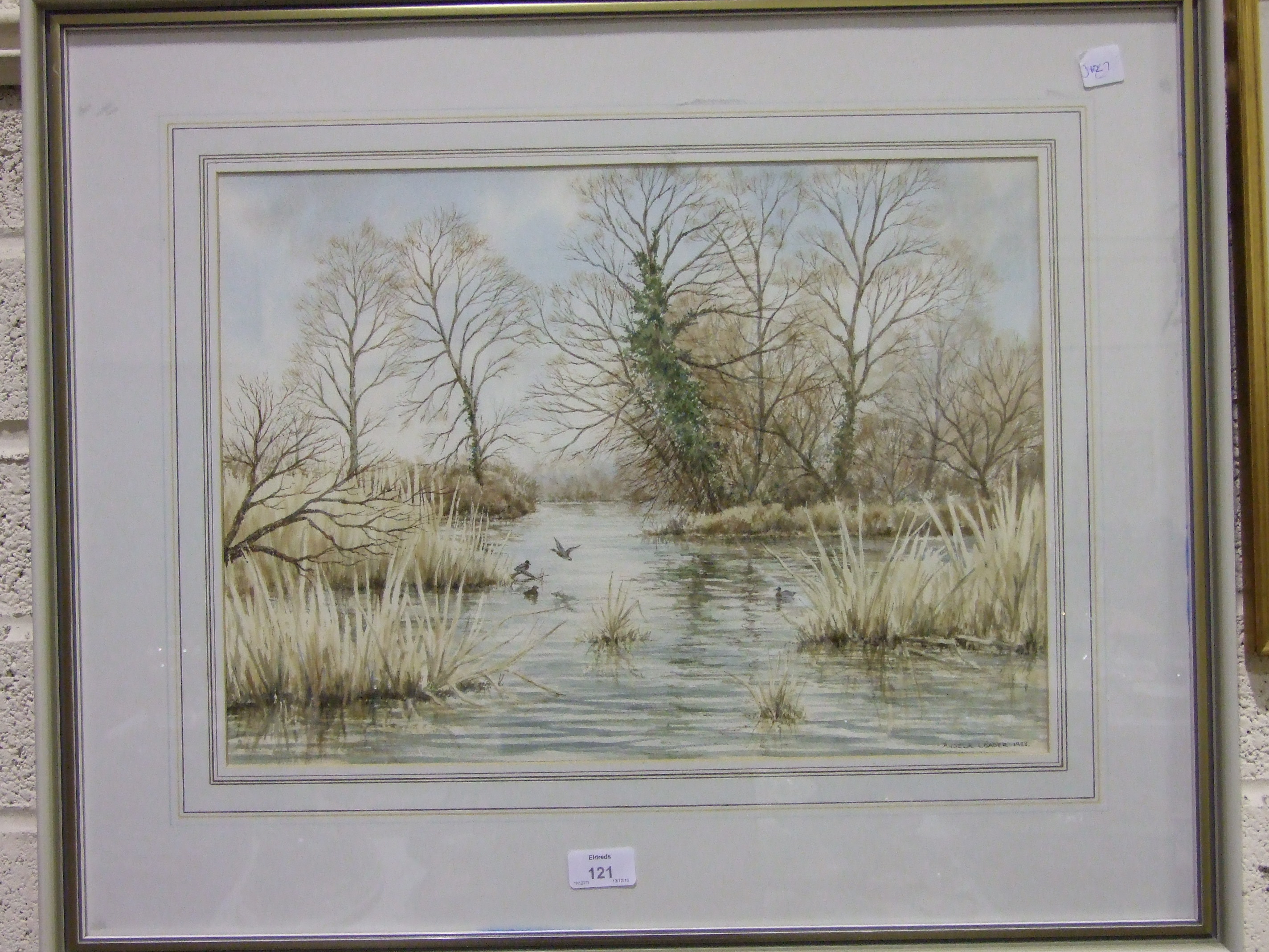 Angela Loader, Mallard Ducks on River, a signed watercolour dated 1988, 35 x 47cm, Towards Evening -