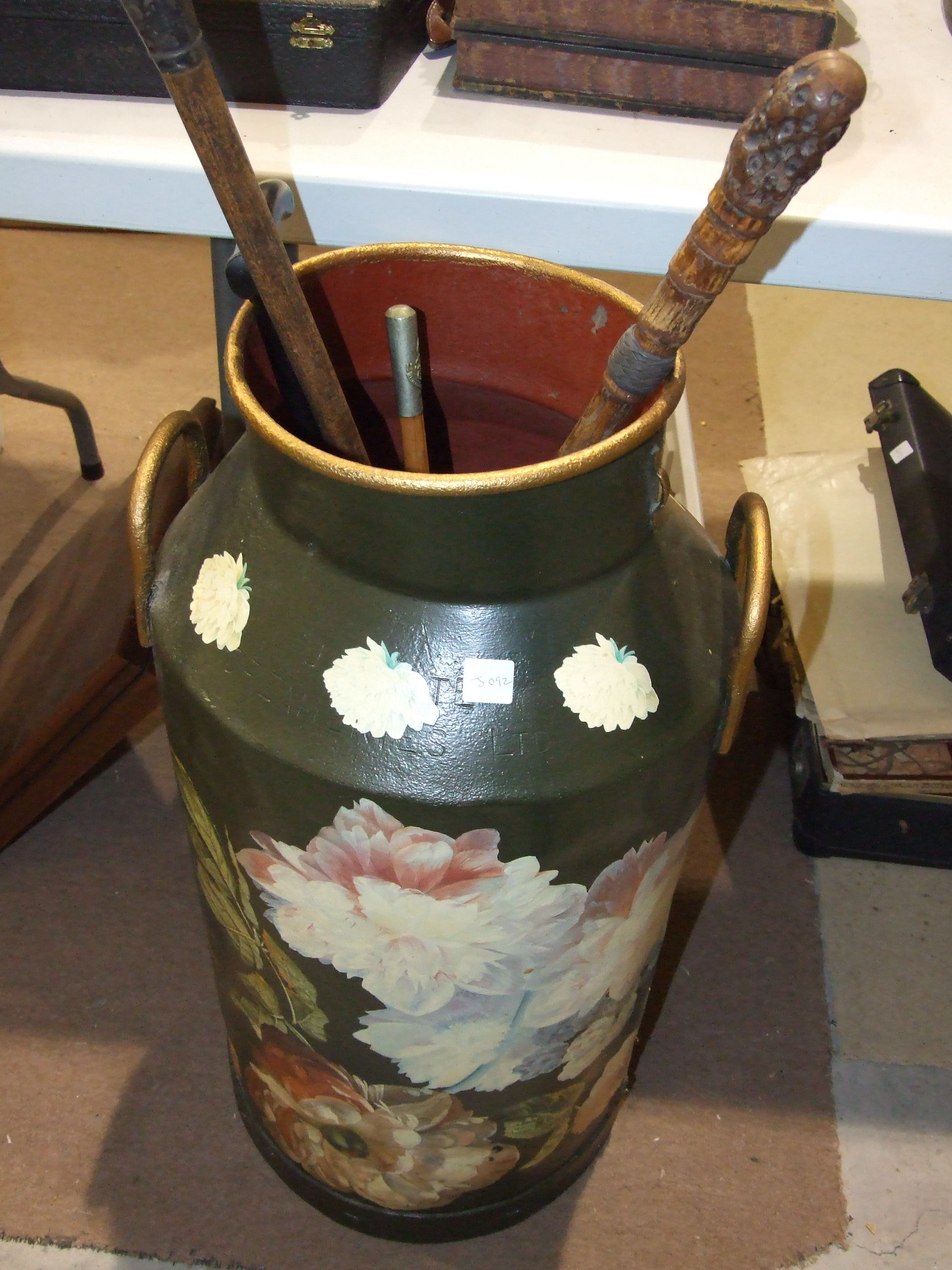 A backgammon board, a Sam Browne belt, a painted metal milk churn and other items. - Image 2 of 2