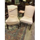 A pair of upholstered mahogany framed dining chairs in the Georgian taste, (2).