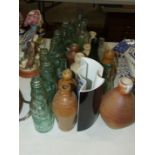 Seven codstopper glass lemonade bottles, including Morris & Son, Manchester, and other glass and