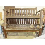 A teak garden bench, 159cm wide and a smaller bench, 128cm, (2).