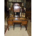 A Bath Cabinet Makers Ltd part suite of cross-banded burr walnut bedroom furniture, comprising: a