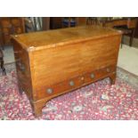 A mahogany cross-banded blanket chest, the lift lid above two base drawers on bracket feet, 133cm