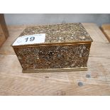 BRASS & M O P JEWELLERY BOX- NO KEY