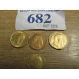 3 GOLD SOVEREIGNS 1904/1909/1915 & HALF GOLD SOVEREIGN 1897