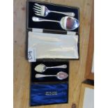 CASED E P FRUIT SERVERS & JAM SPOONS