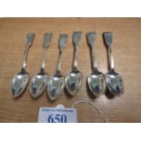 ABERDEEN/EDIN SET 6 SILVER TEASPOONS GS ABD