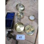 BOX BRASS COMPASS BAROMETER PULSE MEASURER ETC