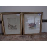 2 FRAMED W C PAINTINGS