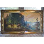 OIL PAINTING DEER IN WOODS SIGNED (AF)