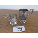 SILVER CHRISTENING MUG & CUP HOLDER (AF)