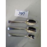 3 LONDON SILVER TEASPOONS