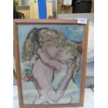 W C PAINTING WOMAN & CHILD VERTIS