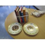 2 REGENCY PLATES & ANTIQUE BOOKS