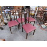 SET 4 INLAID MAHOGANY DINING CHAIRS