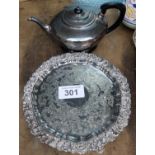 SILVER PLATED DISH & TEAPOT