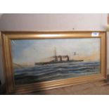 OIL PAINTING HMS LION BY J GLENDINNING (AF)